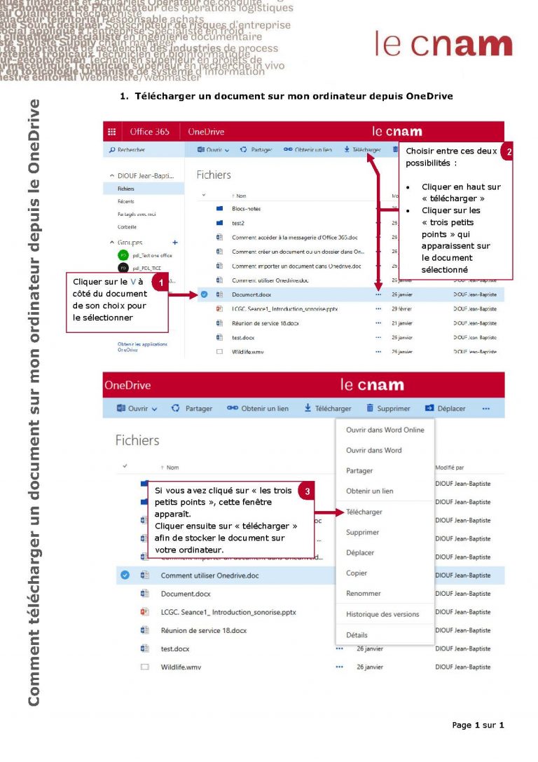 comment telecharger un document sur onedrive